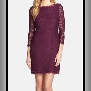 Adrianna Papell Knee length dark purple dress with full zip back